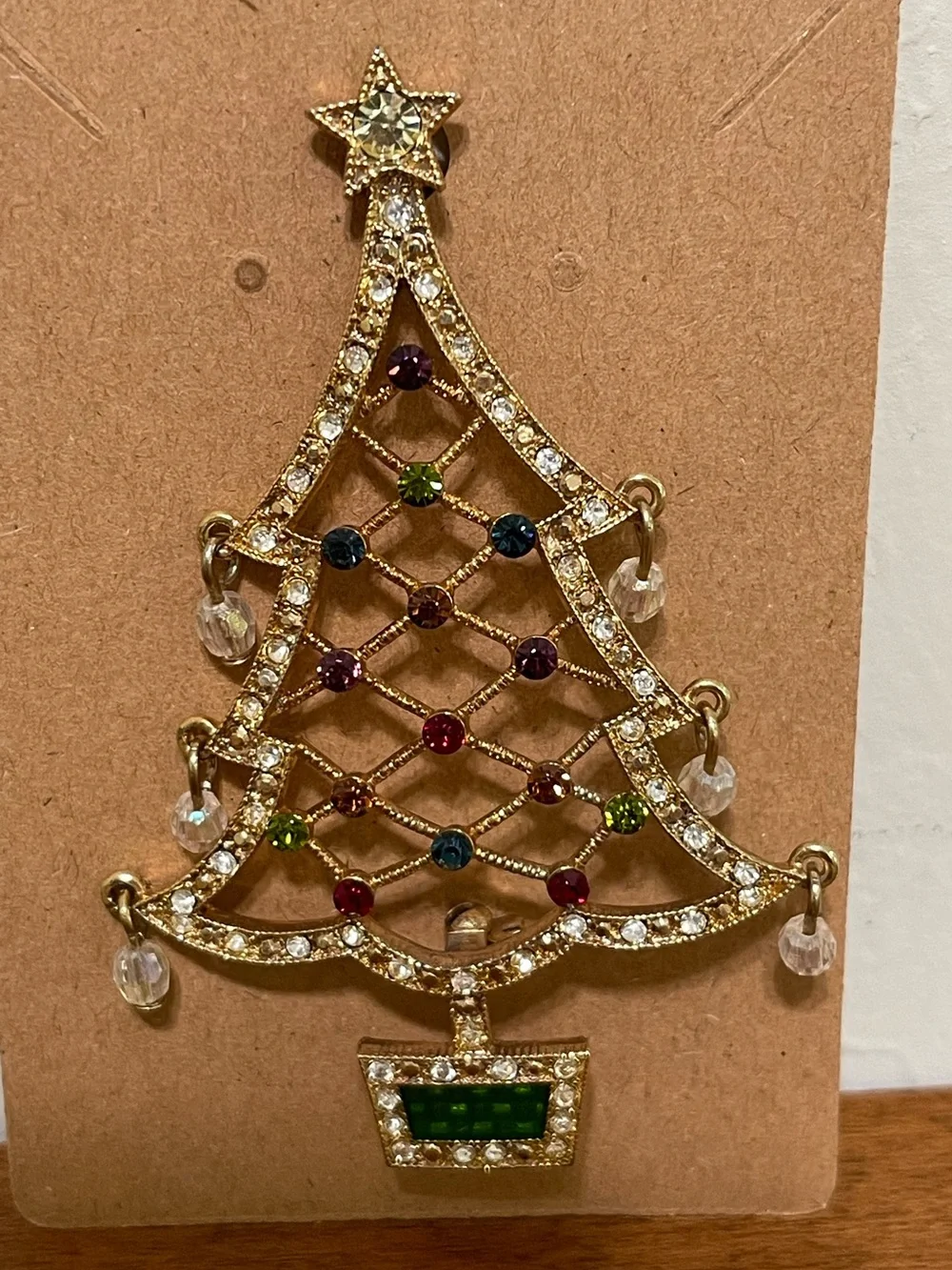 Vintage Avon 2005 2nd Annual Sparkly Multicolor Rhinestone Christmas Tree Brooch